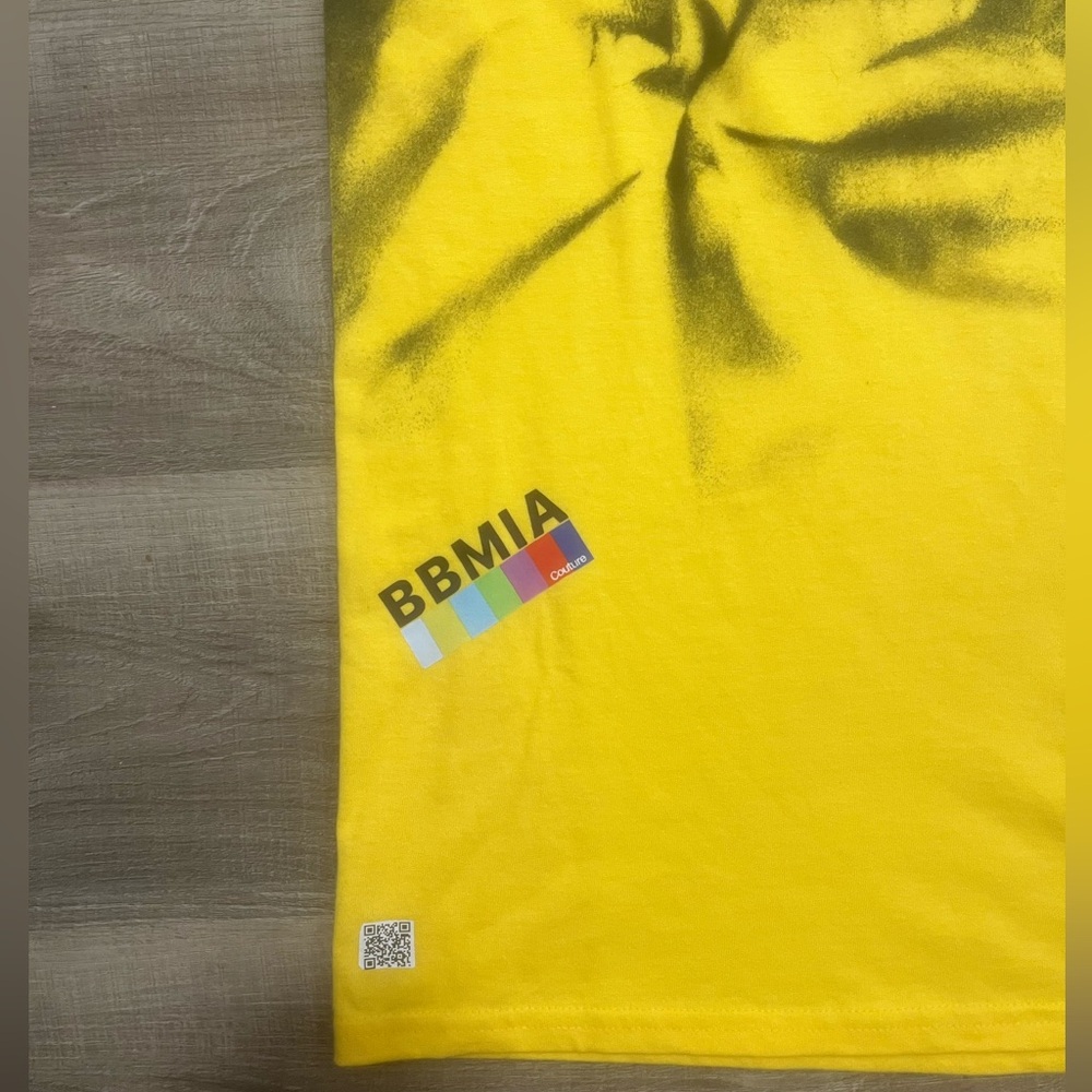 BBMIA Couture Custom Tee Tie Dye Yellow and Black Graphic Kids Tee - Picture 7 of 8